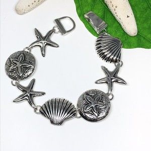 Shell Sea Life Bracelet 7 1/2” Magnetic Clasp 3/4” Wide